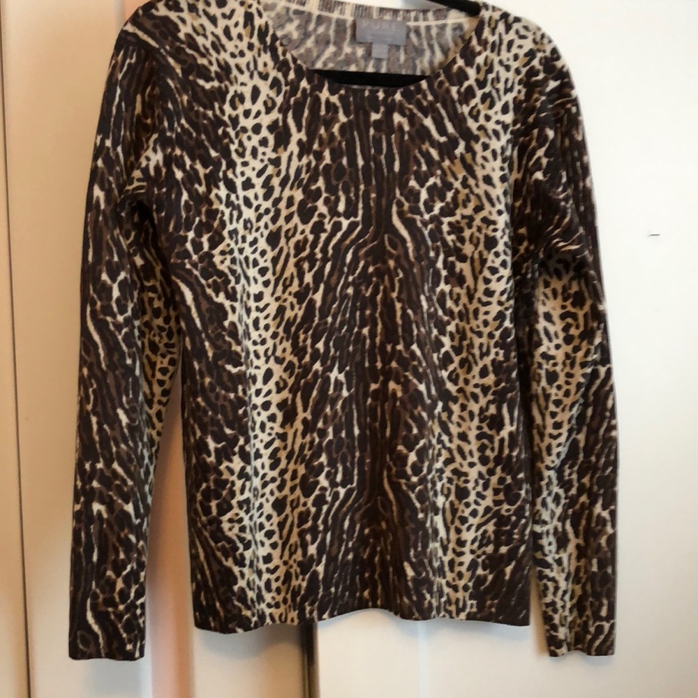 Cashmere Leopard Print Crew Neck